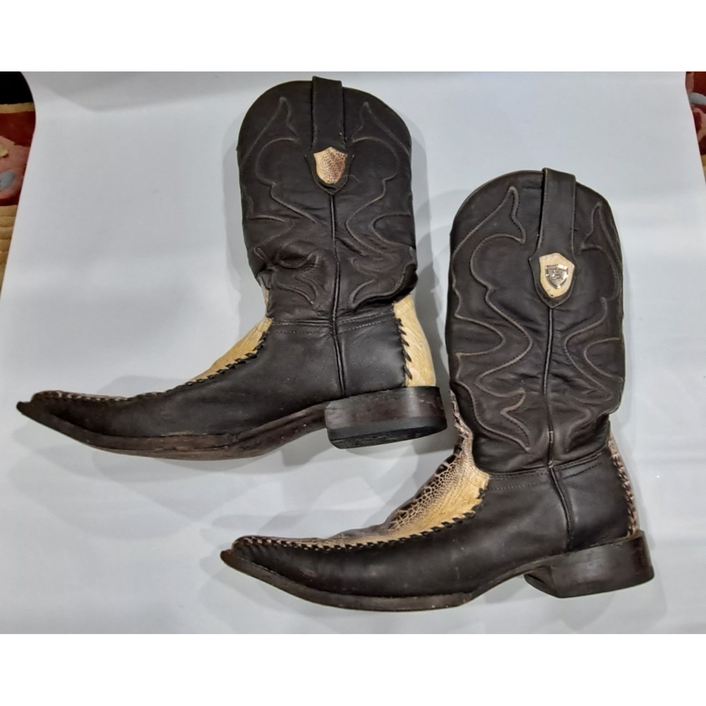 Mens Wild West Boots Pointed Toe Ostrich With Deer Boots Size 7 - Picture 3 of 8